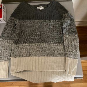 Grey and Cream light but warm sweater longer in back - size M
